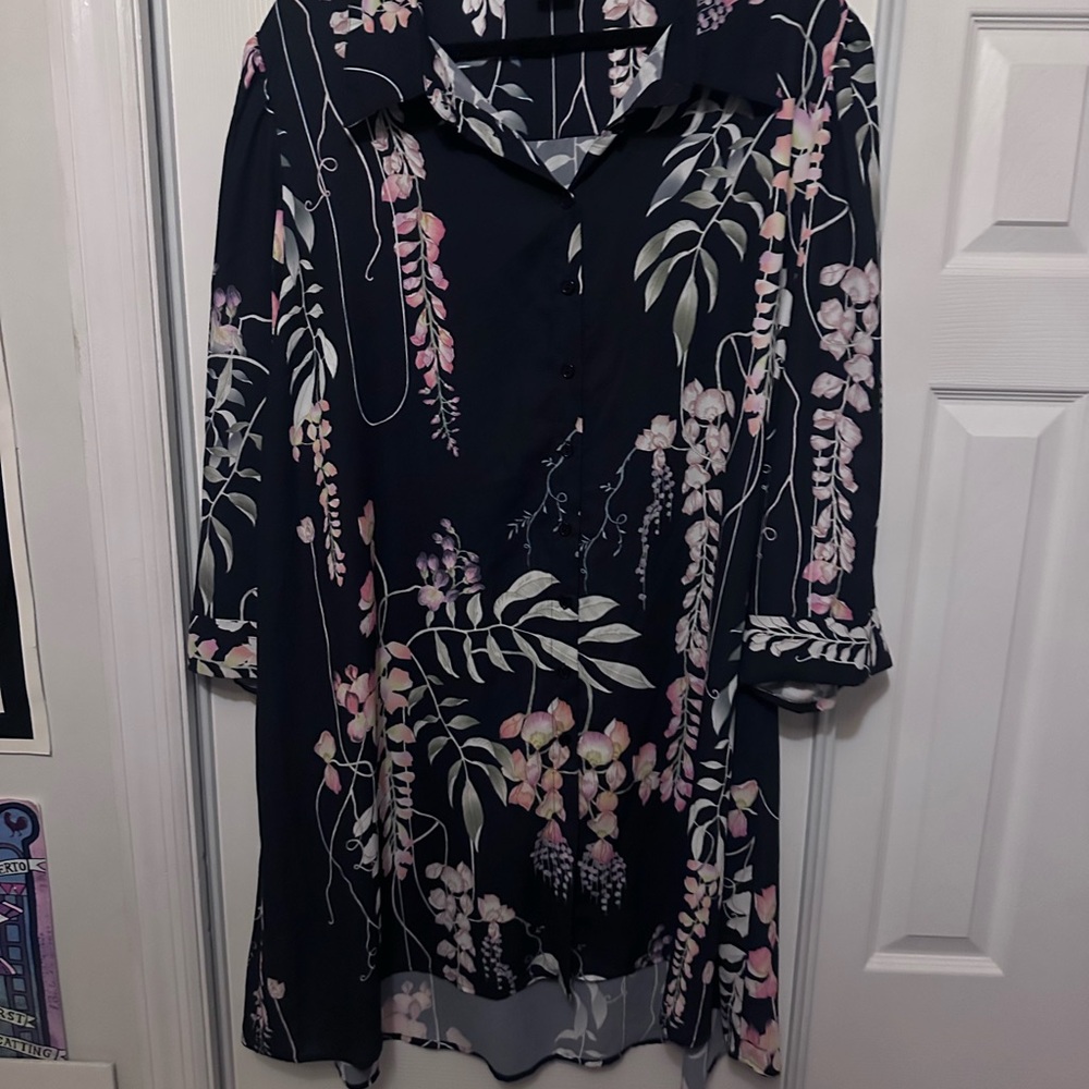 City Chic Navy Floral Blouse